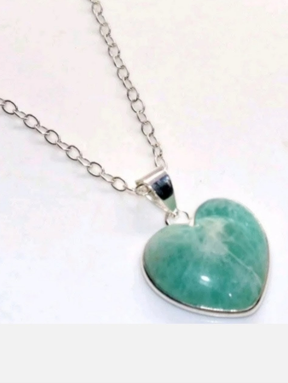 Amazonite Heart-Shaped Gemstone Jewelry 925 Sterling Silver Handmade Necklace